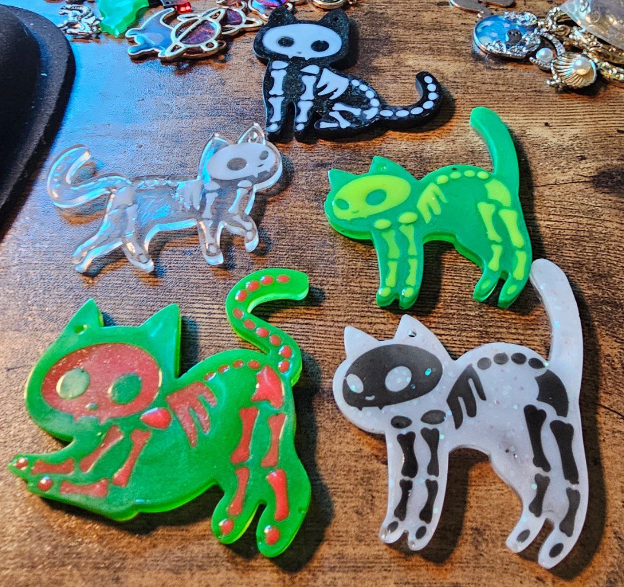 Skelly Kitty Keychains